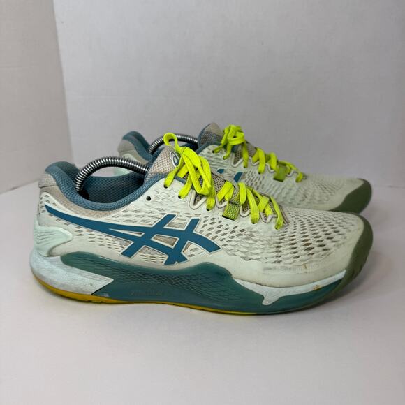 Asics Athletic Shoes in White and Blue with Yellow Accents - Picture 5 of 9